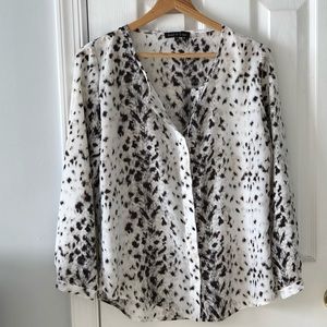 Black, brown and white patterned blouse